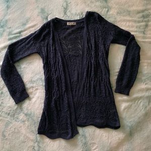 Navy Crochet Cardigan